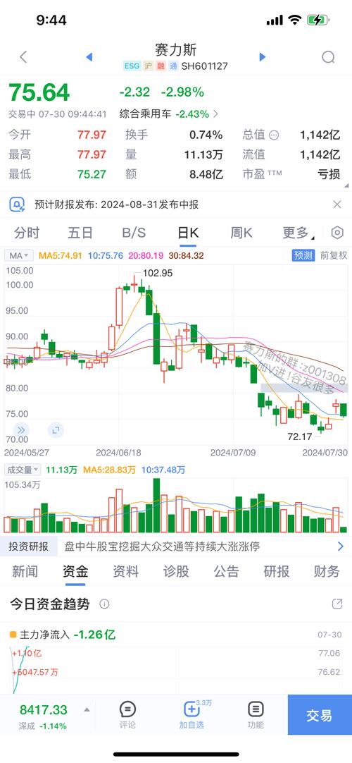 6001128股票，601127賽力斯