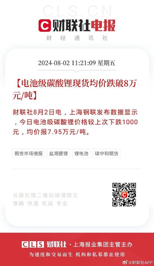 上海鋼聯(lián)今日碳酸鋰價(jià)格