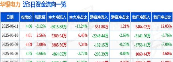 華銀電力股票還有主力嗎